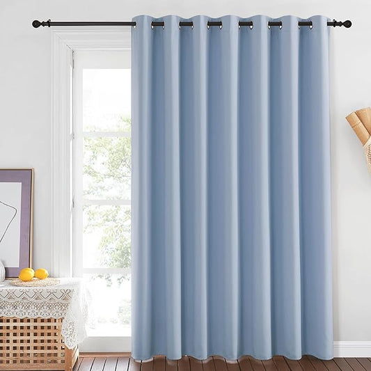 NICETOWN Blackout Vintage Blue Bedroom Curtain 84 inches Long, Grommet Thermal