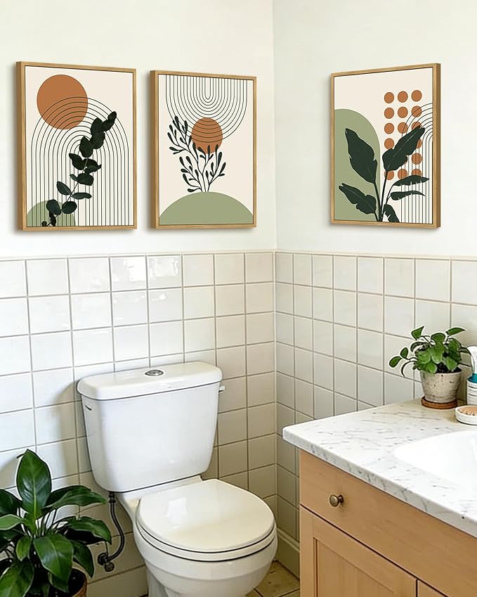 PHOPAGO Boho Plant Wall Art Green Botanical Bohemain Framed Wall Printing