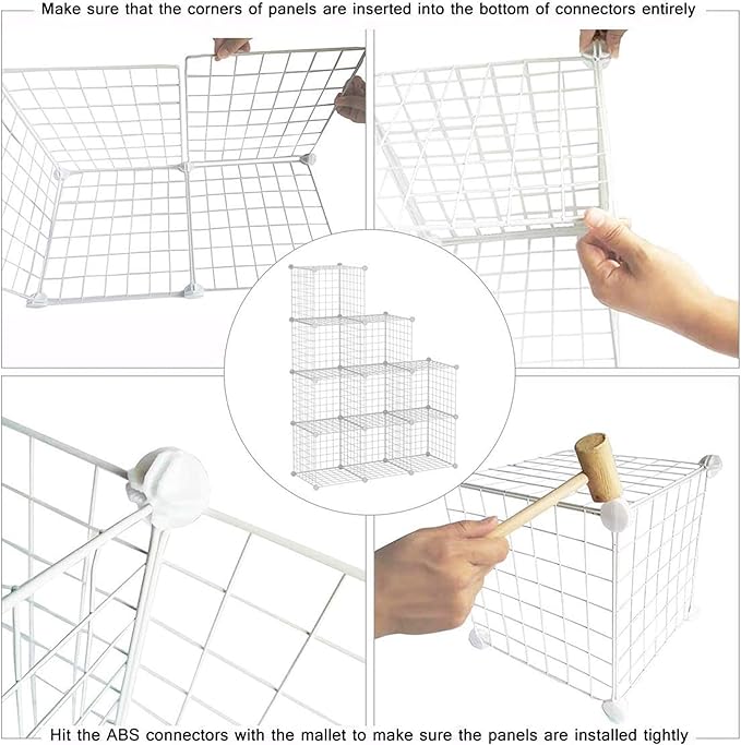 C&AHOME Wire Cube Storage, 9-Cube Organizer Metal, Wire C Grids Storage