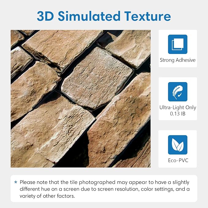 COMSTICKC 3D Faux Stone Wall Panel Peel and Stick Wall Stickers, Not Real Stone