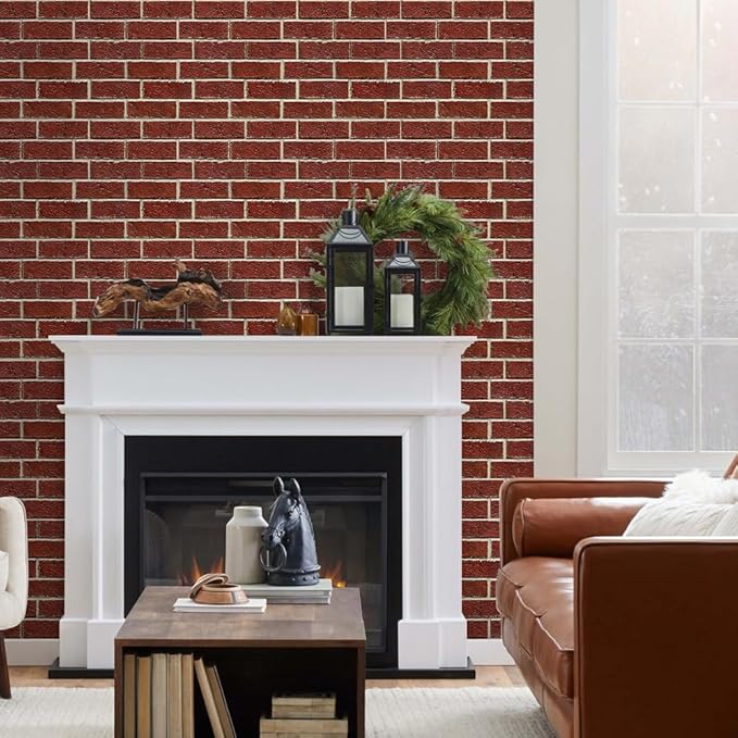 COMSTICKC 3D Faux Red Brick Wall Panels Peel and Stick Wall Sticker, Small Size