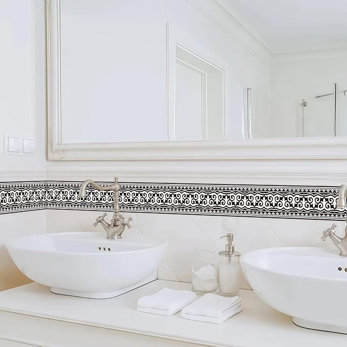 Wallpaper Border Trim Peel and Stick Vintage Black and White Boarders Self