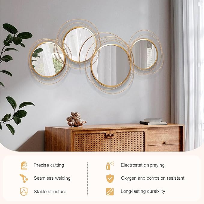 Large Decorative Wall Mirror, Modern Gold Wall Art Mirrors
