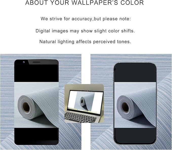 Grasscloth Textured Wallpaper Light Blue Peel and Stick 24inX393in Fabric Wall