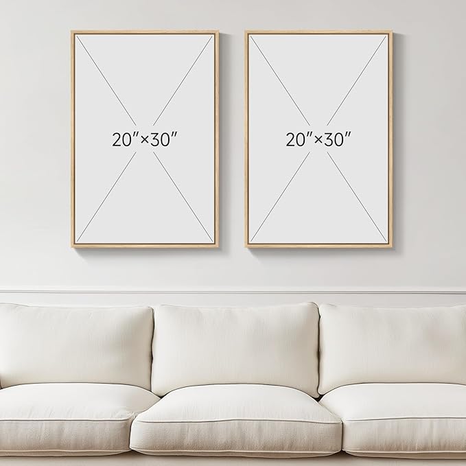 Large Framed Neutral Abstract Wall Art, 2 Piece Beige and Navy Blue Modern