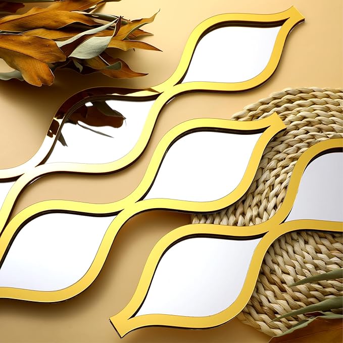Yulejo 6 Pcs Acrylic Teardrop Mirror Decor