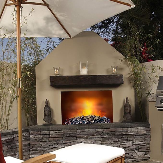 Mr. Fireglass 10 Pounds Diamond Fire Glass, 1 inch High Luster Reflective Fire Pit Glass Rocks for Propane & Natural Gas Fire Pits Fireplace & Lanscape, Cobalt Blue