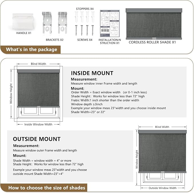 AOSKY Custom Linen Roller Blinds Shades