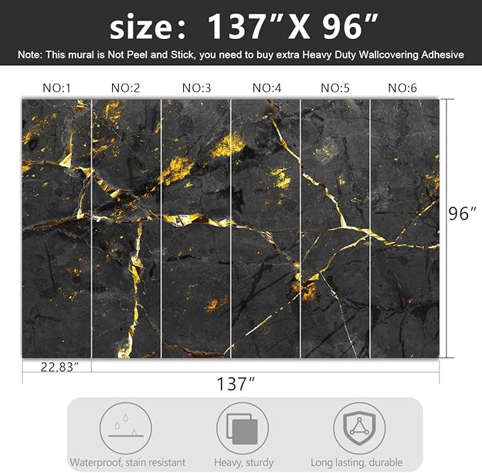 -Black and Gold Marbled Fabric Wallpaper Dark Abstraction Art Living Room