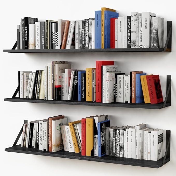 Forbena Floating Shelves 36 Inches Long 8 in Deep Set of 3, Large Wall Shelf