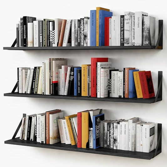 Forbena Floating Shelves 36 Inches Long 8 in Deep Set of 3, Large Wall Shelf