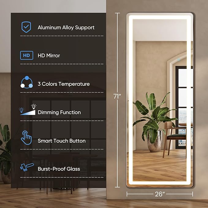 DUMOS 26"×71" LED Full Length Mirror