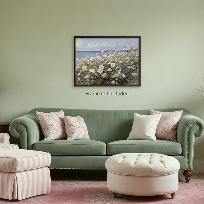 rumlud Nature Landscape Wall Art Coastal Wildflower Poster French Spring