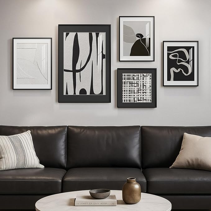 Framed Black and White Abstract Wall Art