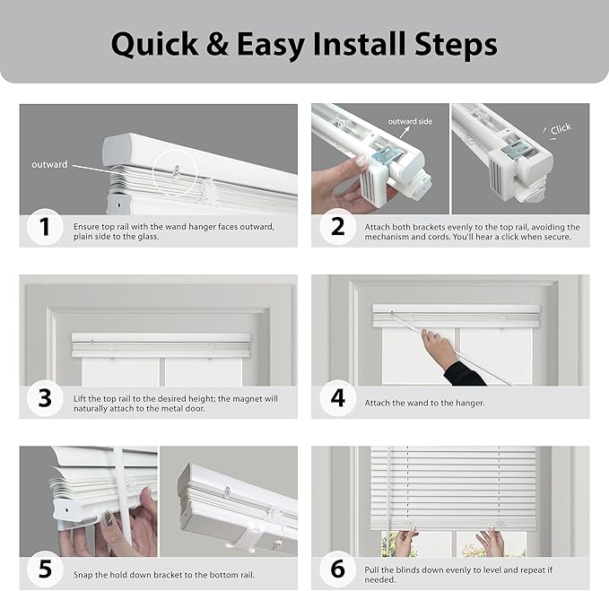 DEZ FURNISHINGS Cordless No Tools 1" Magnet Mini Blinds