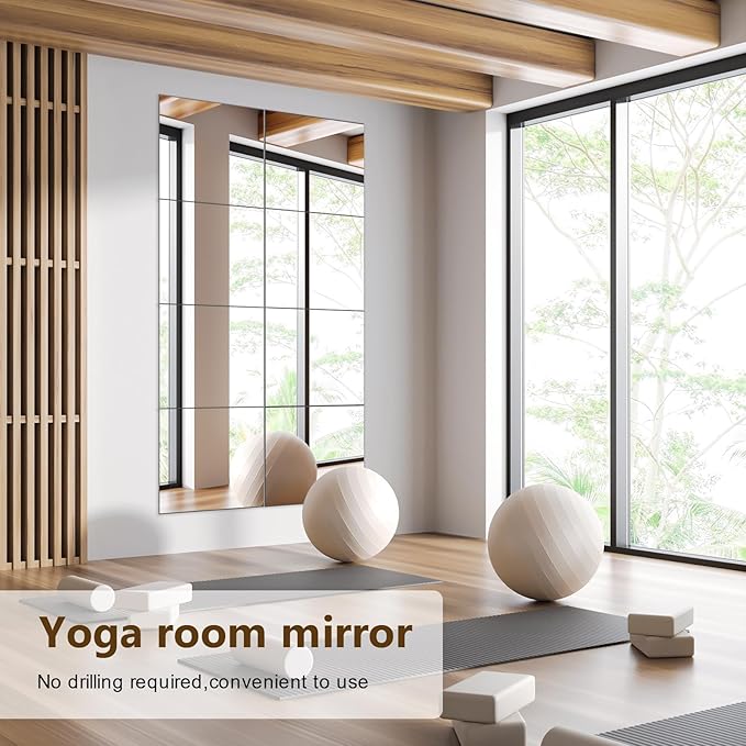 Full Length Mirror Tiles, 12x12 Inch Unbreakable Acrylic Squares