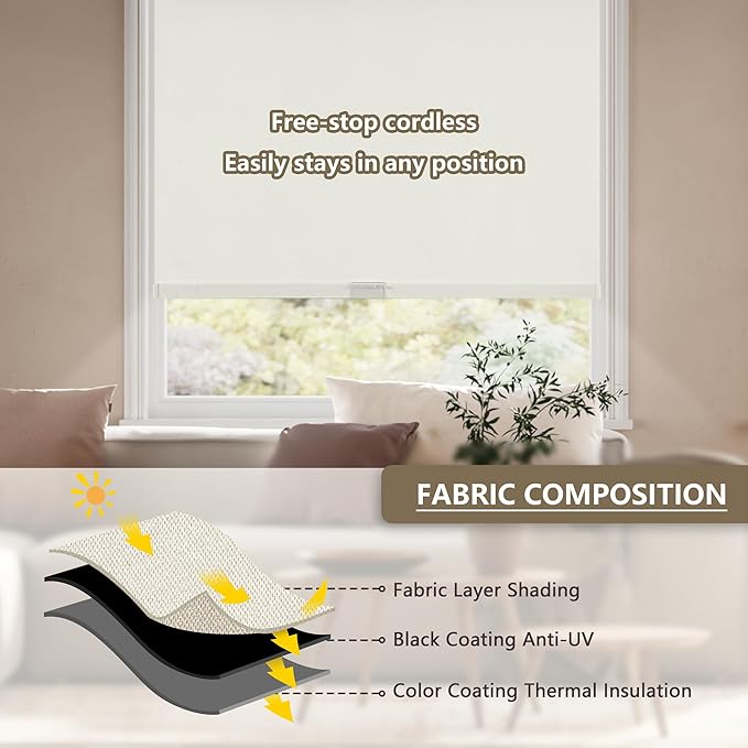 SUNOFF Cordless Blackout Roller Shades Blinds