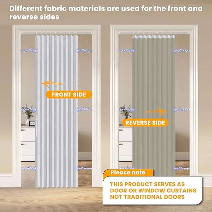 AJAZZ 100% Blackout Accordion Doors Interior Closet Curtain Magnetic Door