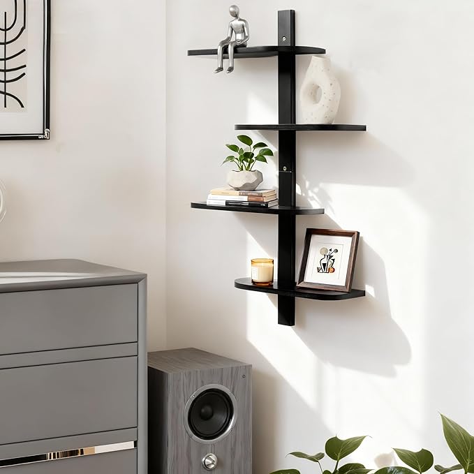 Afuly Black Floating Shelves for Wall Display Shelf Unit Modern Decorative