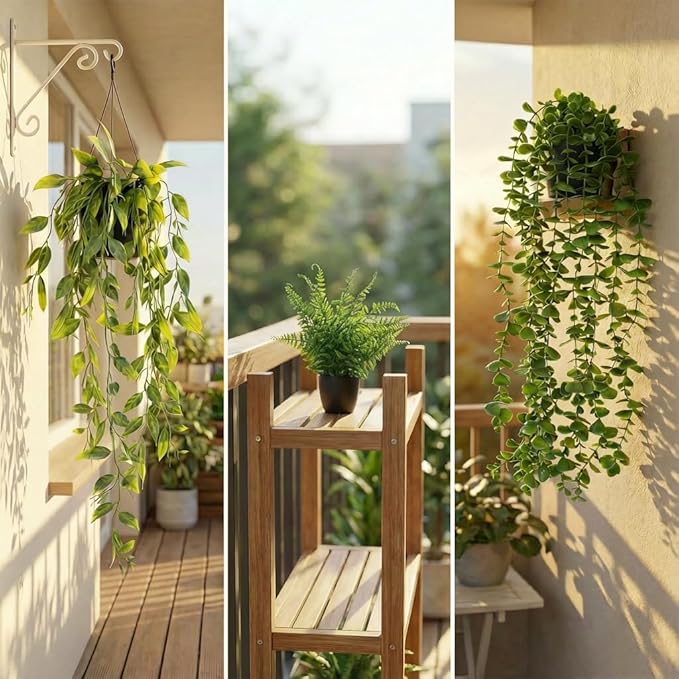 5 Pack Fake Plants for Wall Home Room Office, Artificial Hanging Plants