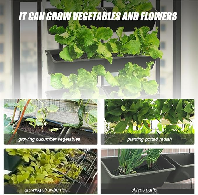 Vertical Garden Wall Planter, 4-Tier Stackable Wall Planter Indoor Outdoor