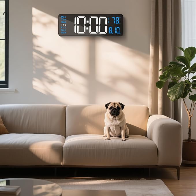 Digital Wall Clocks for Classroom, Temperature, Night Light for Living Room