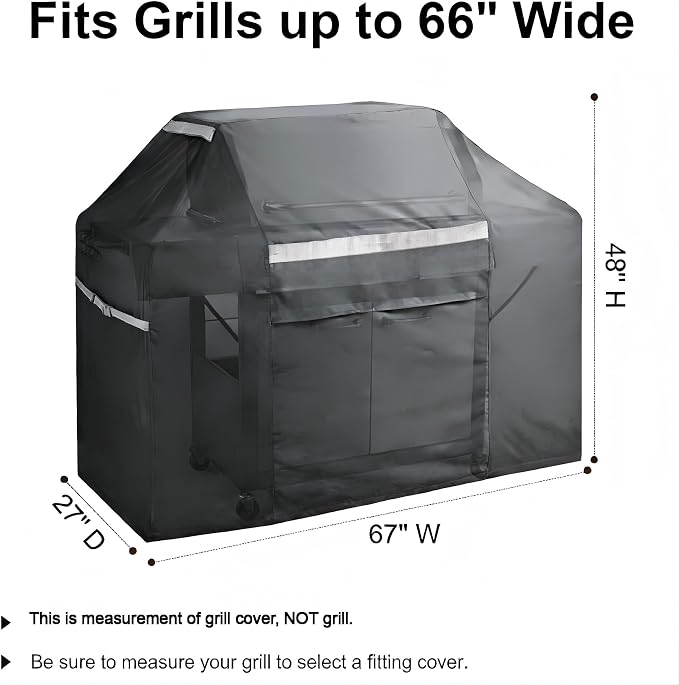 600D Heavy Duty Flat Top Grill Cover for Blackstone 4 Burner - 67" x 27" x 48", Waterproof UV & Fade Resistant Outdoor BBQ Cover,Black