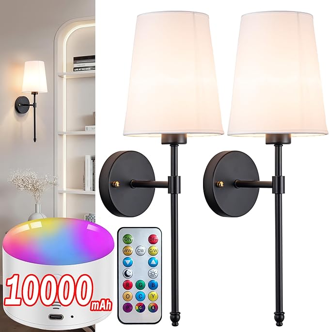 YHCDLAMP Battery Operated Wall Sconce Light