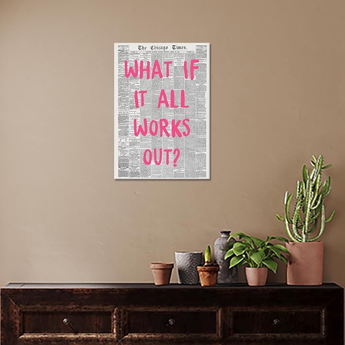 Liyark Retro Trendy Newspaper Canvas Wall Art What If All Works Out Poster