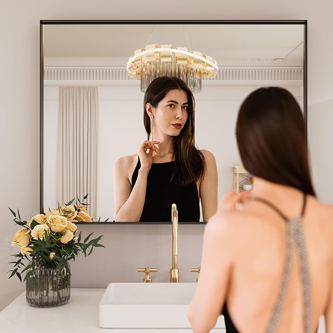 LOAAO Black Bathroom Mirror 28"X36"