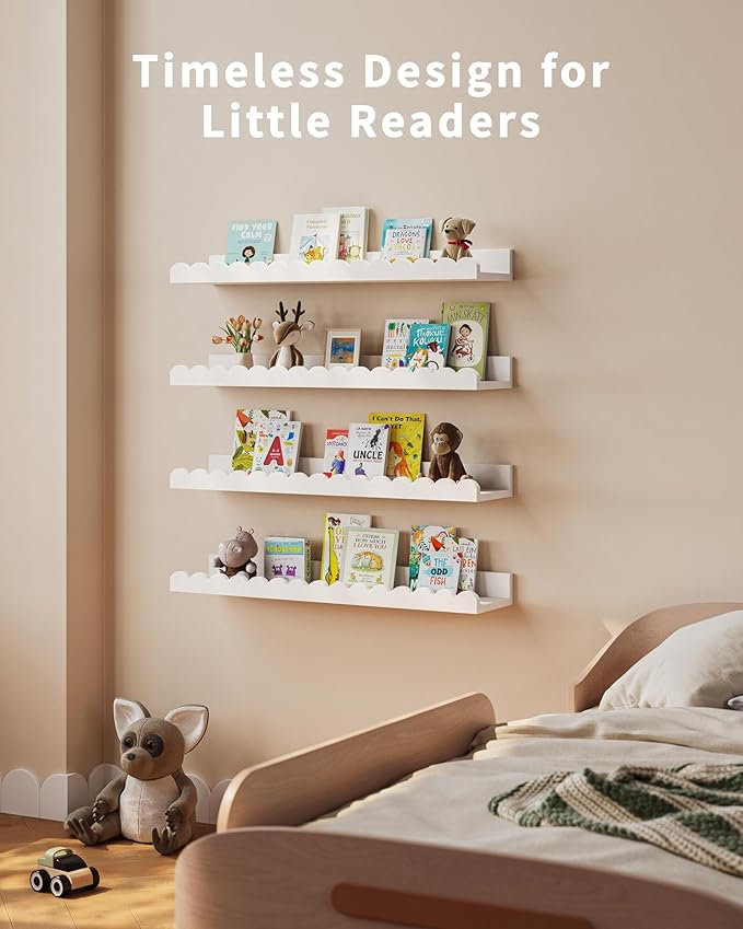 Shario Nursery Book Shelves, Scalloped Shelves, Wall Book Shelves