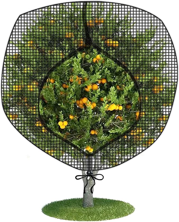 Fruit Tree Netting Covers with Zipper to Protect from Squirrels and Birds Large Netting for Fruit Trees Net Protection, Black, 10' x 13', 1 Pack