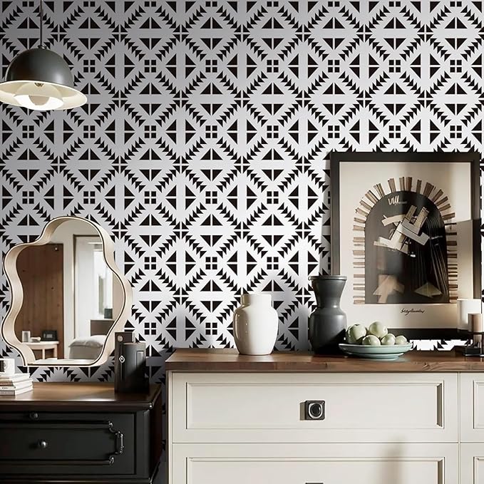 Jeweluck Black and White Peel and Stick Wallpaper Black and White Removable