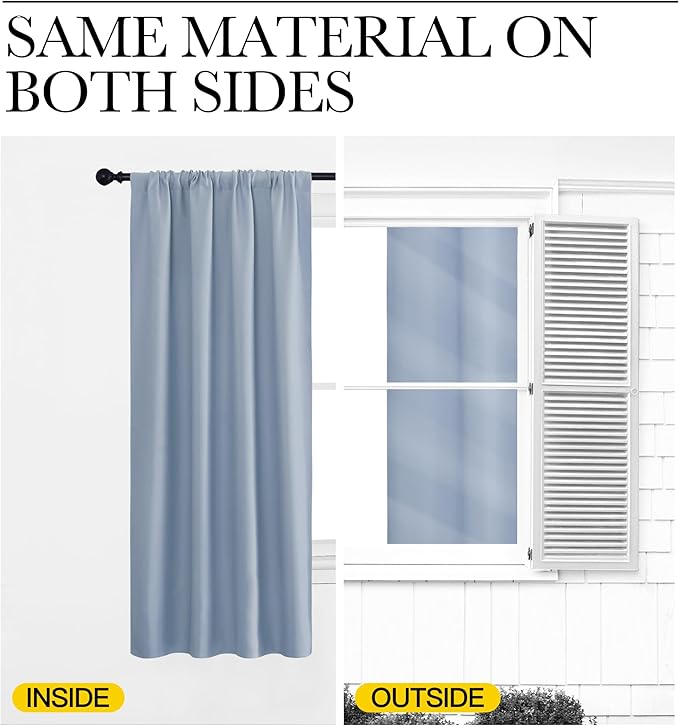 NICETOWN Blackout Curtains for Living Curtains, Vintage Blue, 1 Pair, 34-inch W
