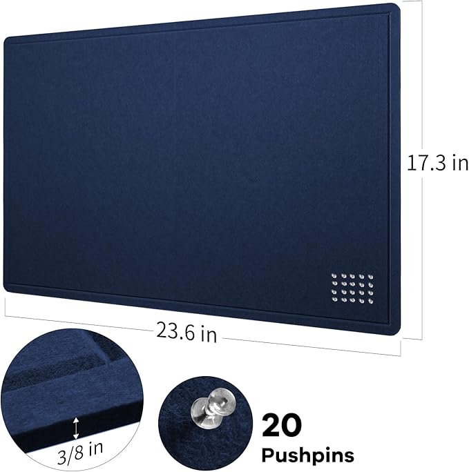 Lightomorrow Bulletin Board, 24 x 18 inches Felt Board Decorative Pin Board