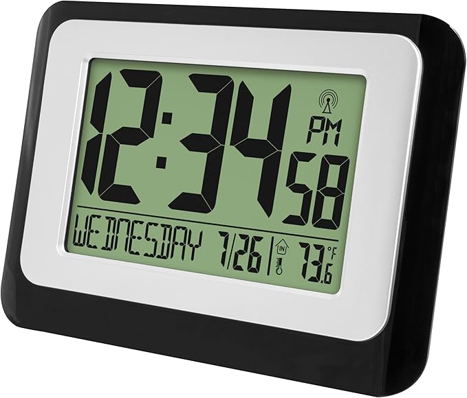 La Crosse Technology W88631 Digital Atomic Black Wall Clock
