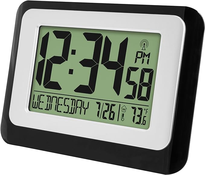 La Crosse Technology W88631 Digital Atomic Black Wall Clock