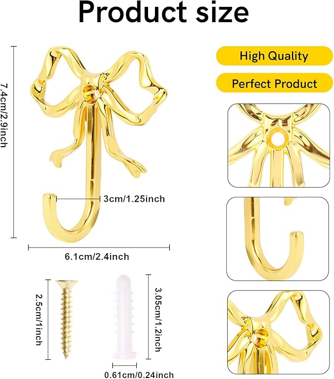 5 Pcs Gold Bow Hooks, Bow Hooks