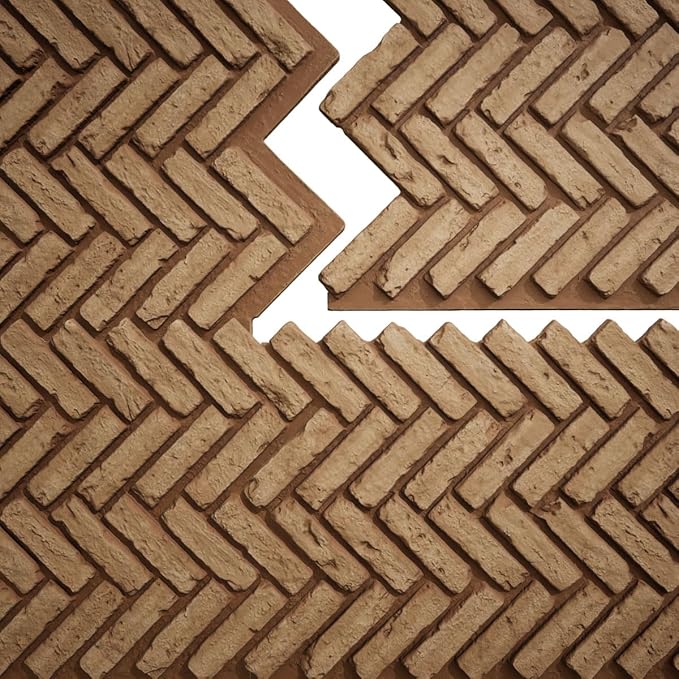 EverStone Herringbone Faux Brick Panel, 46 1/2"W x 25 1/4"H x 1"D, Terracotta