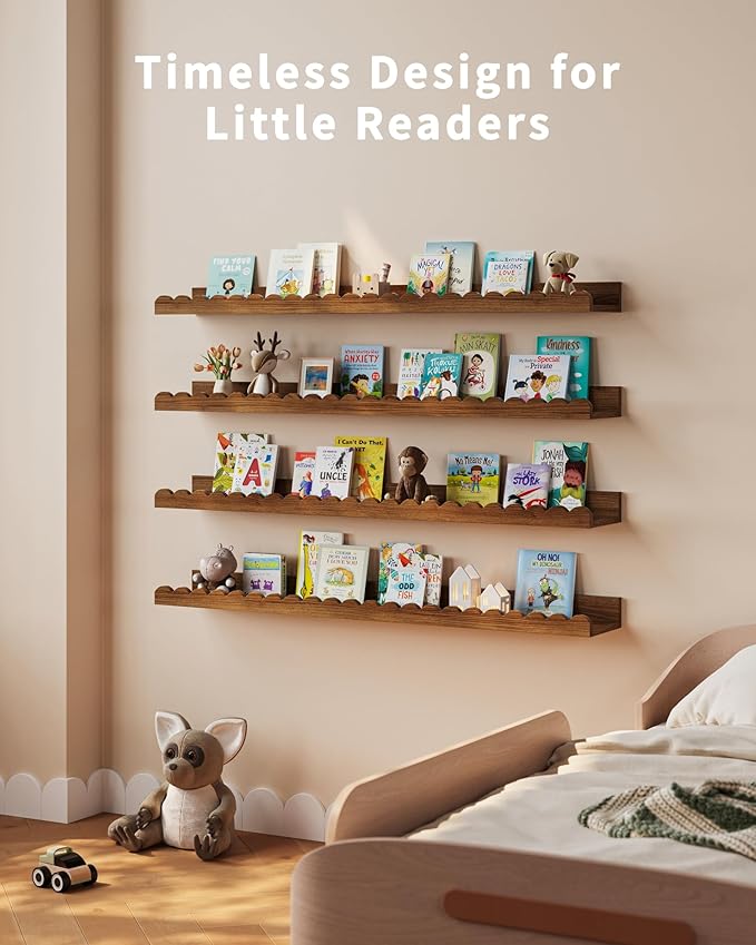 Shario Nursery Book Shelves, Scalloped Shelves, Wall Book Shelves