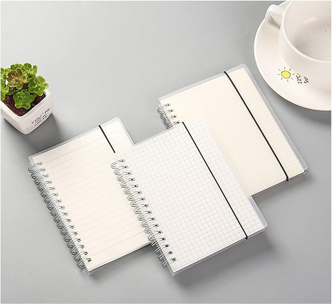 Yansanido 6 Pcs A6 Graph Paper Clear Hardcover Spiral Notebooks Journals Planner 5.7 Inch x 4.1 Inch 160 Pages (80 Sheets) Thick Paper (Grid 6 Pcs)