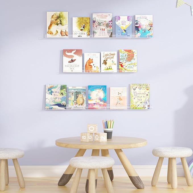 upsimples 10 Pack Clear Acrylic Shelves, 1.7" x12" Clear Wall Shelves