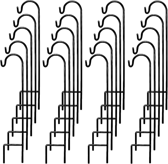 Ashman Shepherd's Hooks 35 Inch (20 Per Pack), Black, Made of Premium Metal for Hanging Solar Lights, Bird Feeders, Mason Jars, Christmas Lights, Lanterns, Garden Stakes and Wedding DÃ©cor.