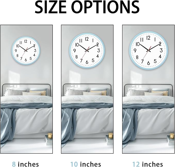 HZDHCLH Wall Clock Silent Wall Clocks Battery Operated 8 Inch Modern Non