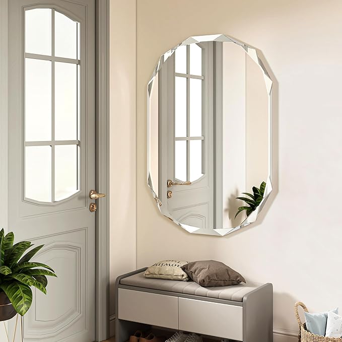 Bathroom Mirrors for Over Sink, Round Frameless Mirrors for Wall, 20x30 Inch