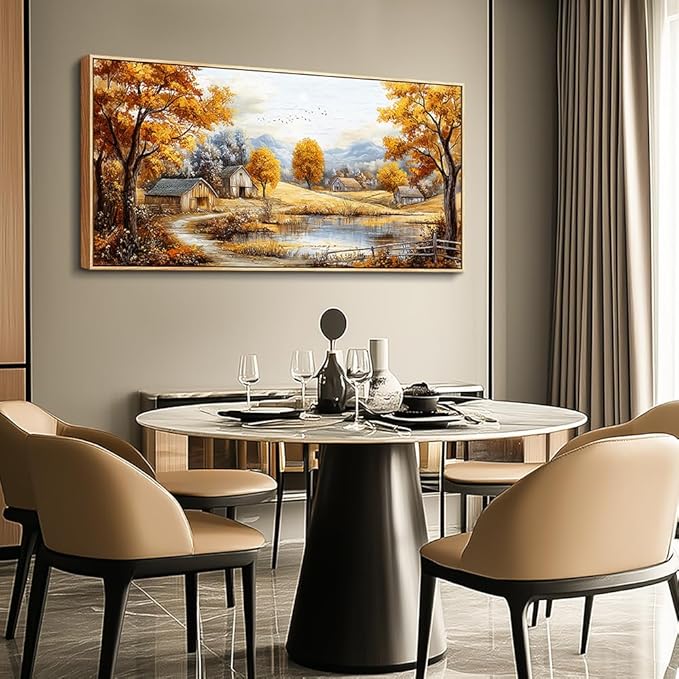 Wood Farmed Large Wall Decor For Living Room Canvas Wall Art For Office Modern Wall Decorations For Bedroom Autumn Forest Landscape Painting Farmhouse Pictures Artwork Room Home Decor 24x48 In