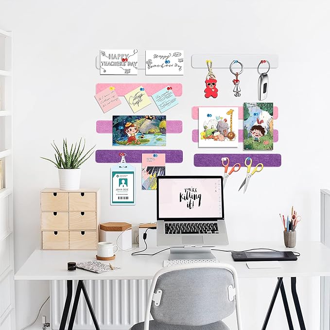 8 Packs Felt Pin Board Bar Strips Bulletin Board