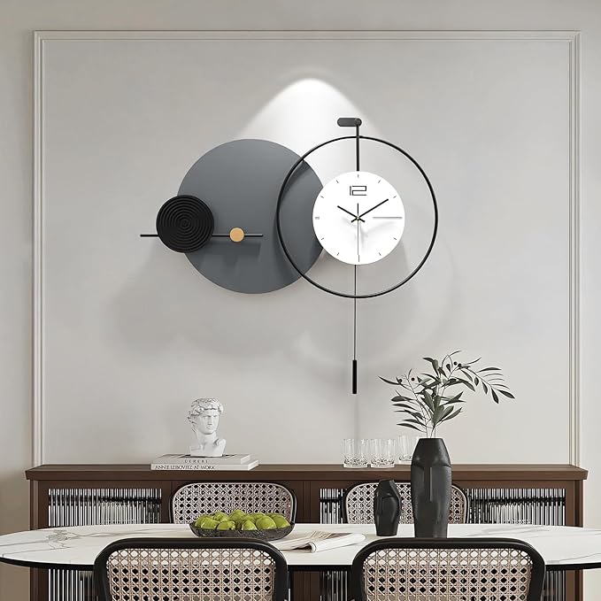 Large Modern Wall Clock for Living Room, Decorative Silent Battery Operated