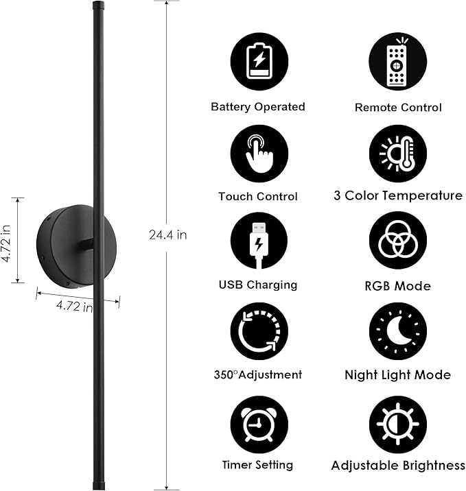 KARTOOSH Battery Operated Wall Sconces Set of Two,