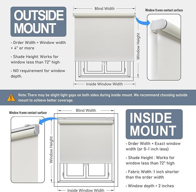 AOSKY Cordless Roller Shades Blackout Blinds